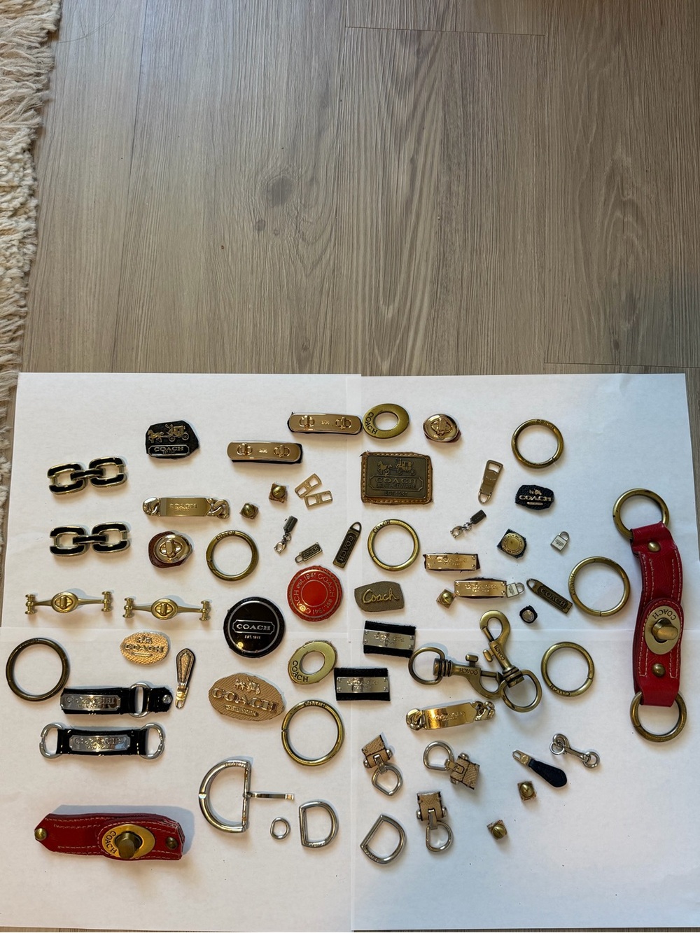 Coach 64 pieces Gold-Tone Hardware and Assorted Gold Charms and mixed rings